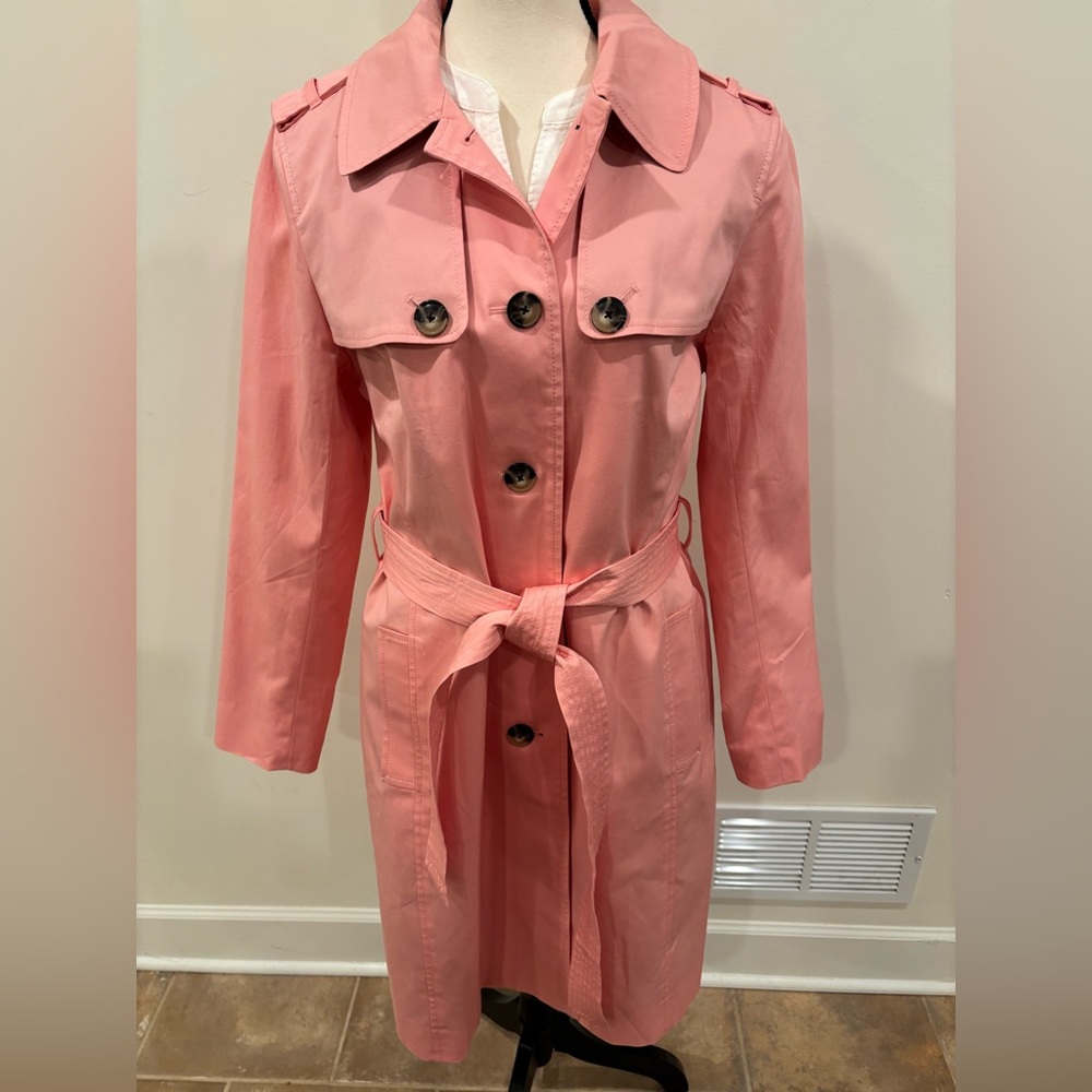 Talbots Women’s Pink Trench Coat, Size L - Picture 8 of 10